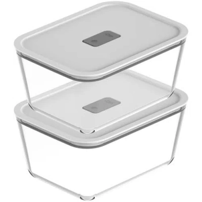 Ou Stackable Airtight Glass Food Storage Container Set With Microwave Valve And Leak Proof Lid, 4 Pi