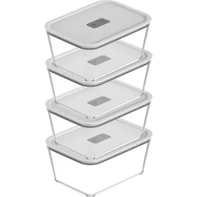 Ou Stackable Airtight Glass Food Storage Container Set With Microwave Valve And Leak Proof Lid, 8 Pi