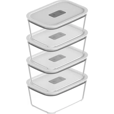 Ou Stackable Airtight Glass Food Storage Container Set With Microwave Valve And Leak Proof Lid, 8 Pi