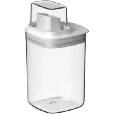 Ou Versatile 34 oz Clear Airtight Laundry Detergent Dispenser With Measuring Cap In White