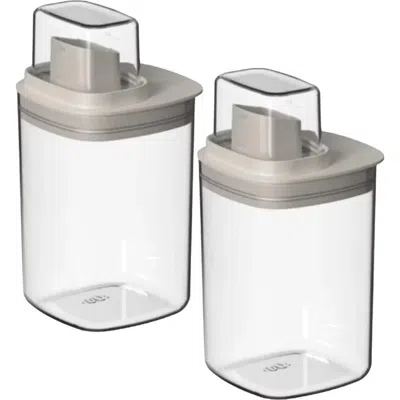 Ou Versatile Clear Airtight Laundry Detergent Dispenser Organizer With Measuring Cap 2 Pack 34 oz In Beige