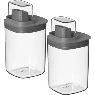 Ou Versatile Clear Airtight Laundry Detergent Dispenser Organizer With Measuring Cap 2 Pack 34 oz In Dark Gray
