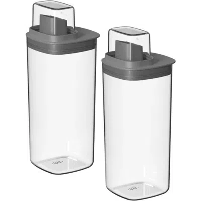 Ou Versatile Clear Airtight Laundry Detergent Dispenser Organizer With Measuring Cap 2 Pack 50 oz In Dark Gray