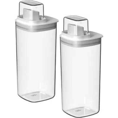 Ou Versatile Clear Airtight Laundry Detergent Dispenser Organizer With Measuring Cap 2 Pack 50 oz In White