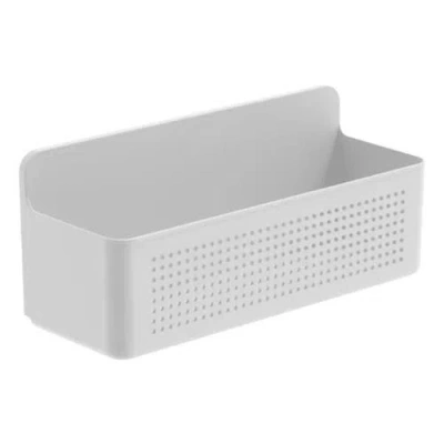 Ou Wall Mnted Adhesive Storage Basket Organizer For Kitchen And Laundry In White