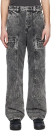 Ouat Black Cargo Jeans In Black