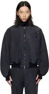 Ouat Black Faded Bomber Jacket In Black