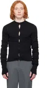 Ouat Black Office Crewneck Cardigan In Black
