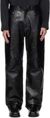 Ouat Black Office Leather Pants In Black