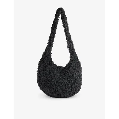 Ouat Womens Pablo Bouclé-texture Wool-blend Crossbody Bag Charcoal In Charcoal