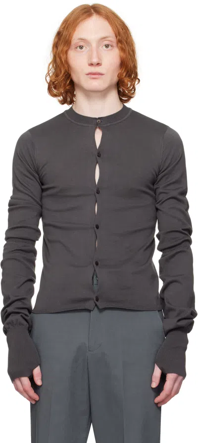 Ouat Gray Office Crewneck Cardigan In Steel