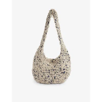 Ouat Womens Ice Pablo Bouclé-texture Wool-blend Crossbody Bag In Ice