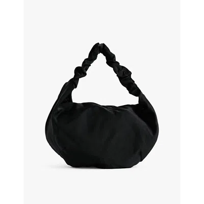 Ouat Womens Curved Woven Cross-body Bag Black