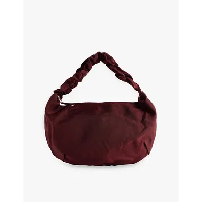 Ouat Womens Curved Woven Cross-body Bag Burgundy