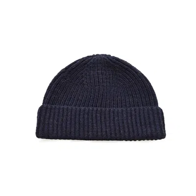 Oubas Blue Women's British Wool Beanie In Navy