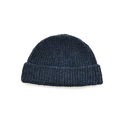 Oubas Blue Women's Donegal Merino Wool Beanie In Ink