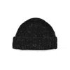 Oubas Men's Black Donegal Merino Wool Beanie Hat In Charcoal In Black