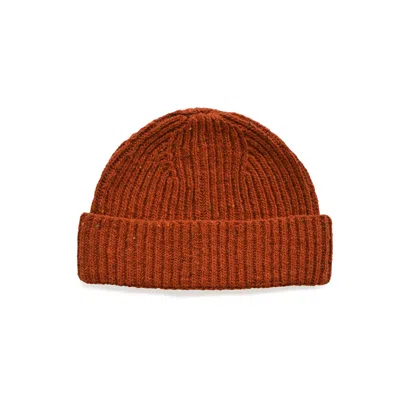 Oubas Men's Donegal Merino Wool Beanie Hat In Copper In Brown