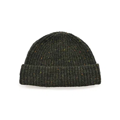 Oubas Men's Donegal Merino Wool Beanie Hat In Forest Green