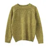 Oubas Women's Green Donegal Merino Wool Sweater In Lime