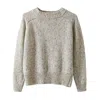 Oubas Women's Green Donegal Merino Wool Sweater In Stone In Green