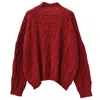 Oubas Women's Ings Donegal Merino Wool Cable Sweater In Brick Red In Red