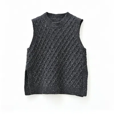 Oubas Women's Neutrals / Black The Lawson Donegal Merino Wool Vest In Charcoal