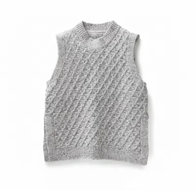 Oubas Women's Neutrals / Grey / Silver The Lawson Donegal Merino Wool Vest In Stone In Grey/silver