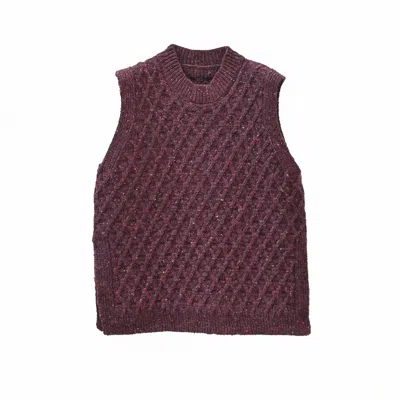 Oubas Women's Pink / Purple The Lawson Donegal Merino Wool Vest In Mulberry In Pink/purple