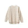 Oubas Women's White / Neutrals The Freyja British Wool Cable Sweater In Ecru