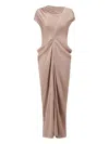 Oude Waag Asymmetric Draped Midi Dress In Pink