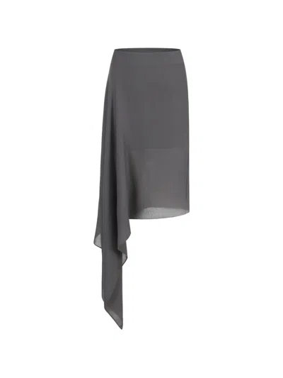 Oude Waag Asymmetric Draped Midi Skirt In Gray
