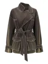 Oude Waag Belted Two-tone Jacket In Brown