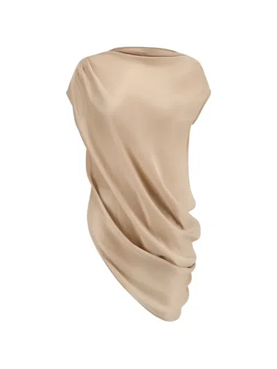 Oude Waag Draped Asymmetric Blouse In Brown