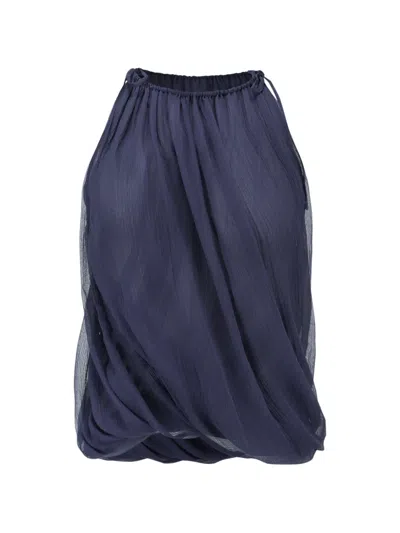 Oude Waag Draped Sleeveless Top In Blue
