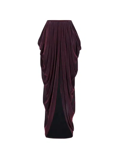 Oude Waag Draped Velvet Maxi Skirt In Violett