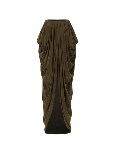 Oude Waag Draped Velvet-finish Maxi Skirt In 그린