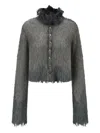 Oude Waag Frayed-trim Jacket In Gray