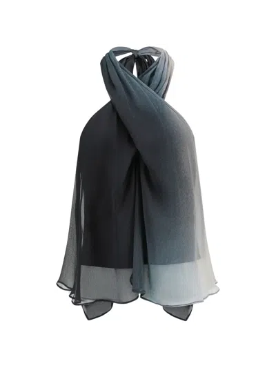 Oude Waag Halter-neck Double-layer Top In Black