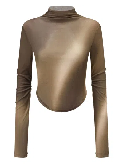 Oude Waag Ombre High-neck Top In Brown