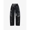 Oude Waag Omens Wide-leg Zip-trim Patent Faux Leather Trousers Black In Black