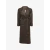 Oude Waag Omens Tie-waist Long Coated-cotton Coat Coffee In Brown