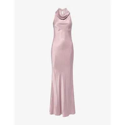 Oude Waag Omens Cowl-neck Bias-cut Satin Maxi Dress Purple Pink