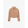 Oude Waag Omens Crop Corduroy Jacket Green Pink Xs In Brown