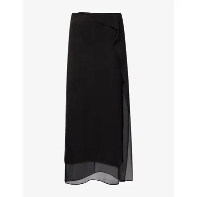 Oude Waag Omens Layered Panelled Cupro-blend Maxi Skirt Black