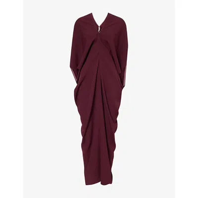 Oude Waag Omens  Draped Batwing Crepe Maxi Dress In Brown