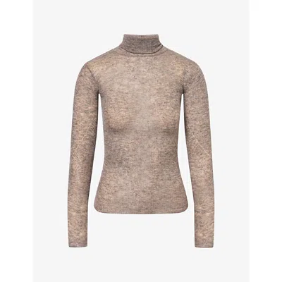 Oude Waag Omens  Hazy Turtle-neck Wool-blend Top In Brown
