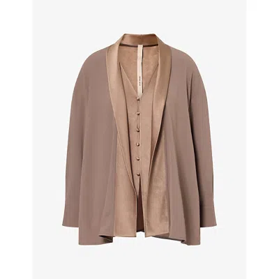 Oude Waag Omens  Mandarin Lapel Crepe Shirt In Gray