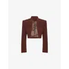 Oude Waag Omens Reddish Brown Tilda Cropped Woven Blazer In Brown