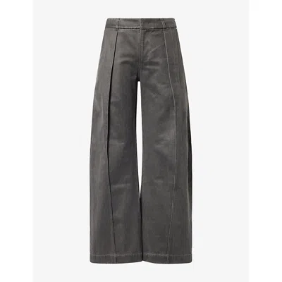 Oude Waag Omens Retro Wide-leg Denim Trousers Dark Grey In Grey